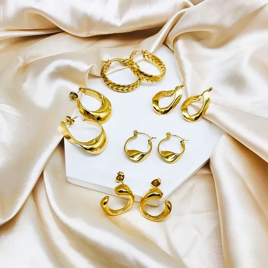 18K Gold Plated Fashion Wholesale Jewelry Stainless Steel Jewelry Earrings