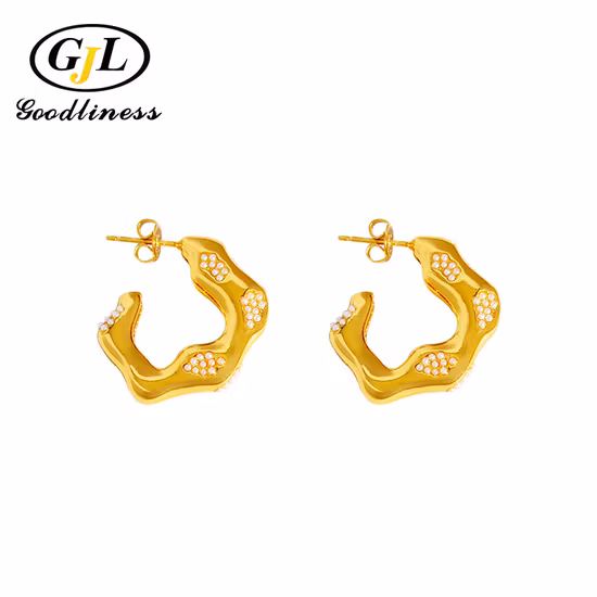 3D Pearl Irregular Wave Three-Dimensional C-Shaped Earrings
