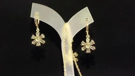 Bijoux à la mode pour femmes, collier en alliage plaqué or Rose 18 carats avec pendentif en argent et boucles d'oreilles en perles de cristal