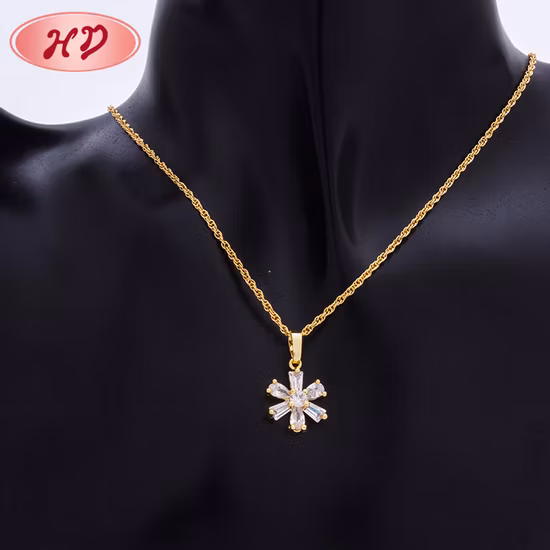 Bijoux à la mode pour femmes, collier en alliage plaqué or Rose 18 carats avec pendentif en argent et boucles d'oreilles en perles de cristal