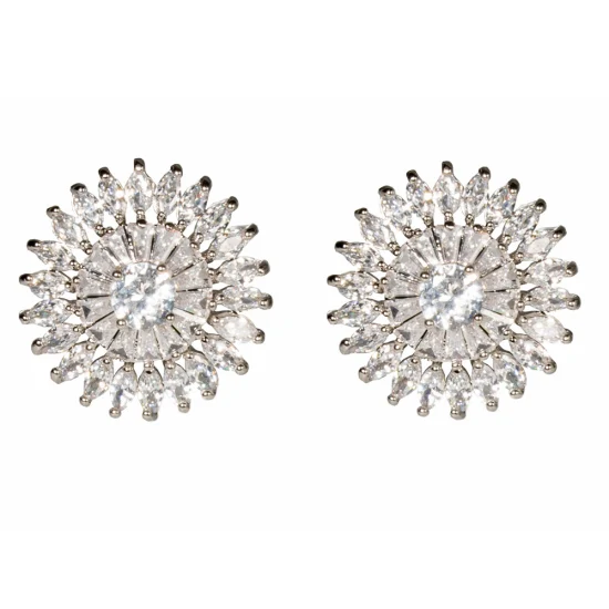 Boucle d'oreille plaquée argent 925 en forme de fleur populaire, bijoux à la mode en Zircon brillant