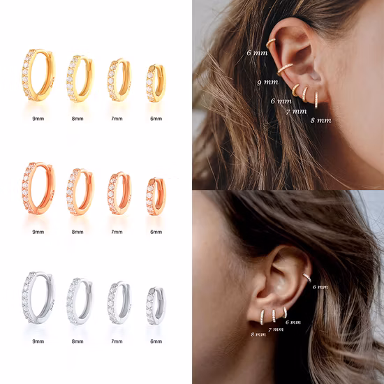 Boucles d'oreilles rondes en argent sterling S925, Micro incrusté de Zircon CZ, tendance