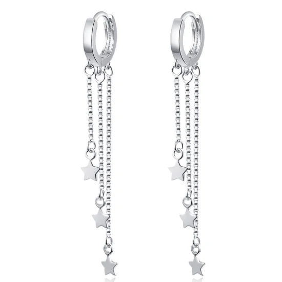 S925 argent aiguille Zircon gland chaîne longues boucles d'oreilles bijoux pour femmes